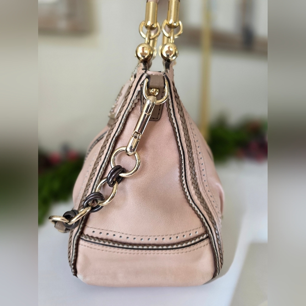 Coach Madison Pinnacle Carrie Satchel Blush Leather Zig Zag Perforated - Picture 7 of 16